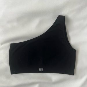 set active SCULPTFLEX® RIBBED ONE SHOULDER BRA - ONYX